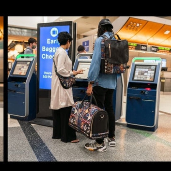 TOTENCARRY Boho Tribal Print STANDARD DUFFLE in Blue Trim (Unisex) - Picture 7 of 16